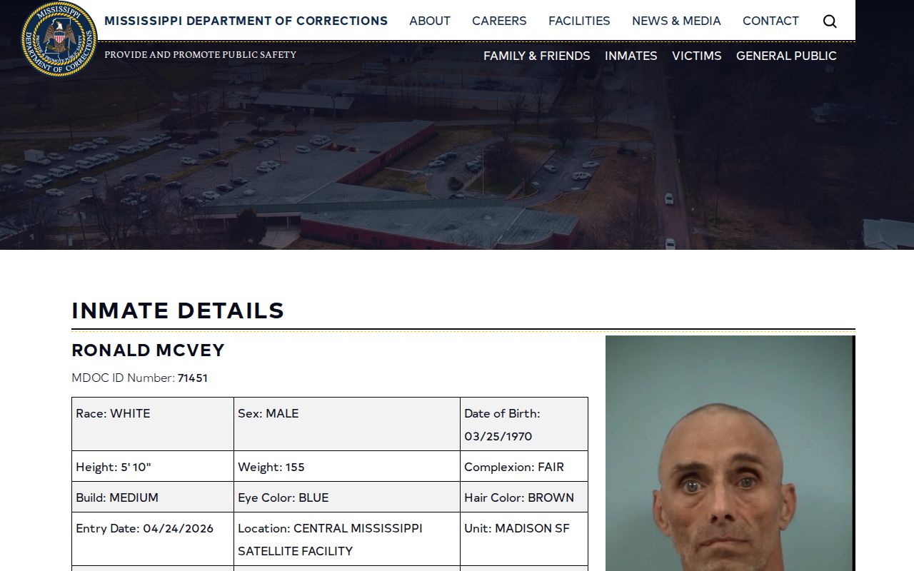 Newton County projected release date shown as MDOC Tentative Release Date