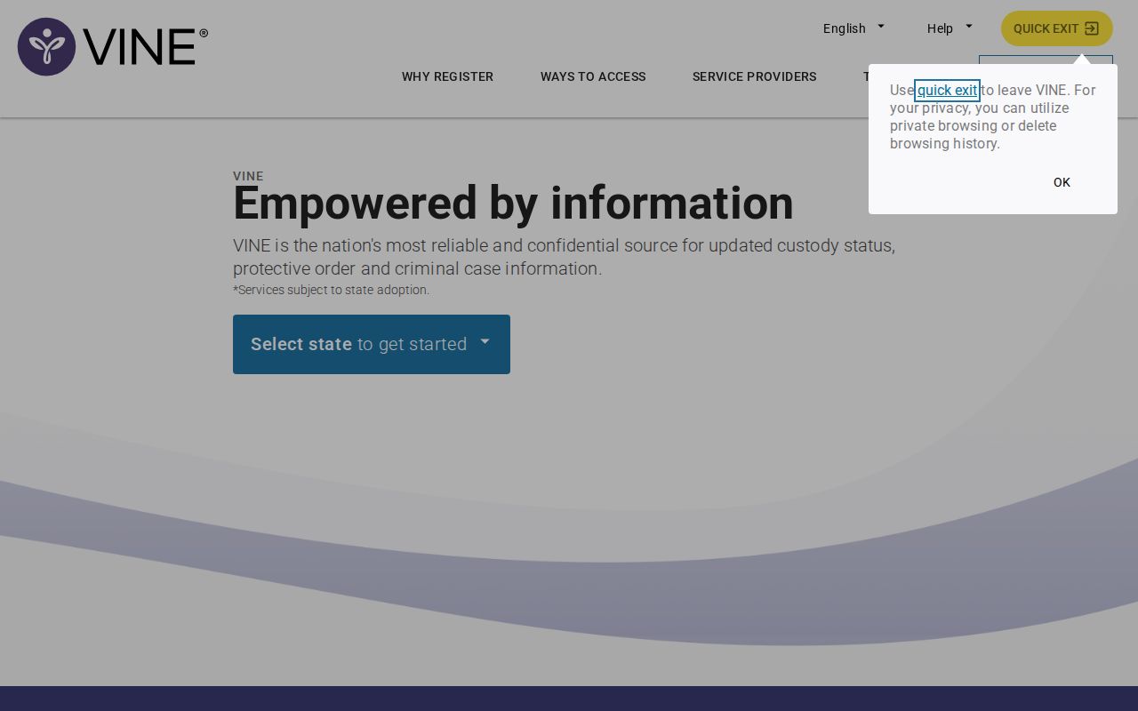 Newton County VINE inmate check and release notification screen